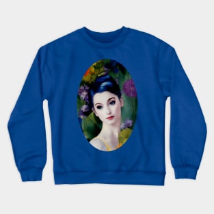 Elegant Vintage Style Collage Portrait of Beautiful Woman Crewneck Sweatshirt